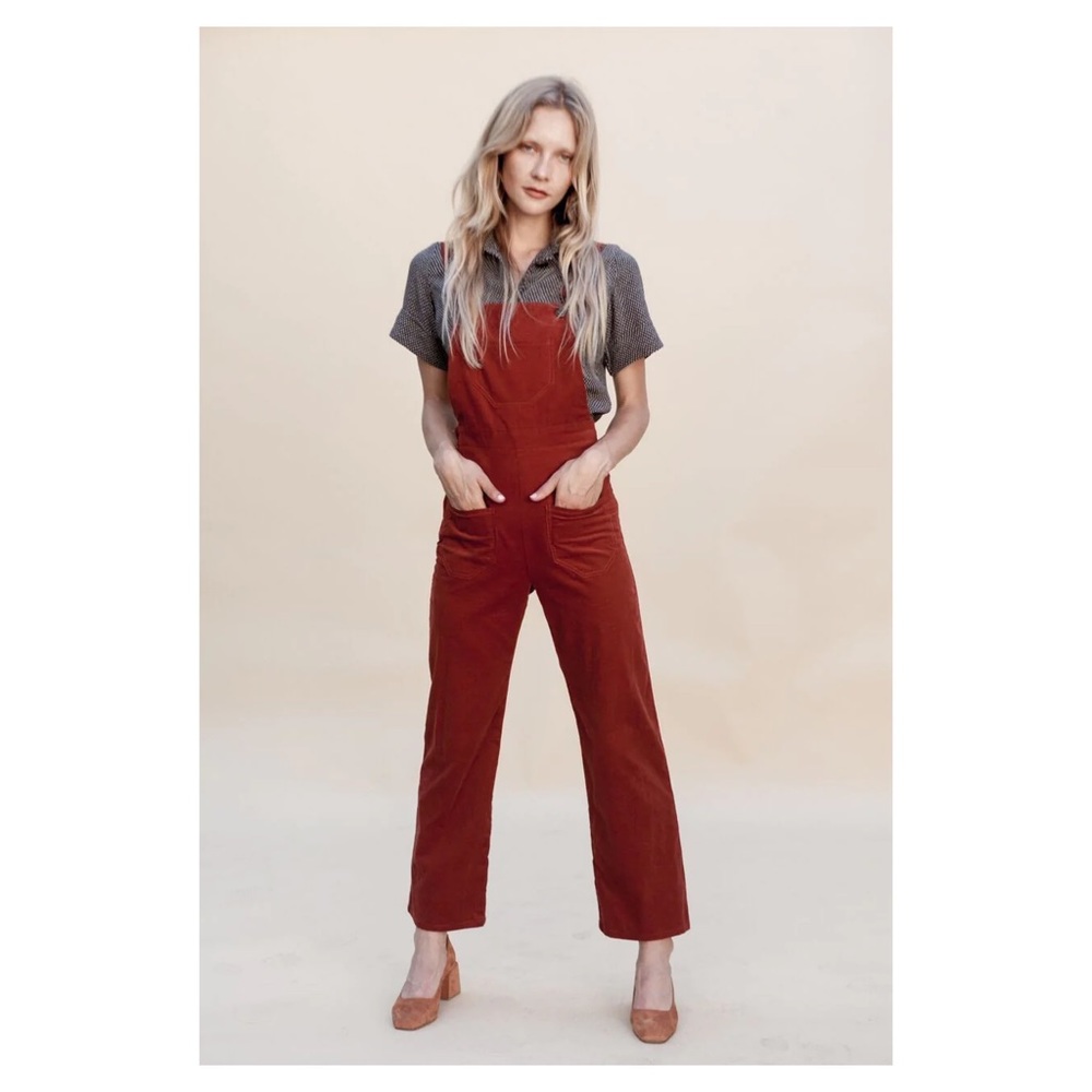 Lykke Wullf Corduroy Dusty Overalls, Medium - Rust